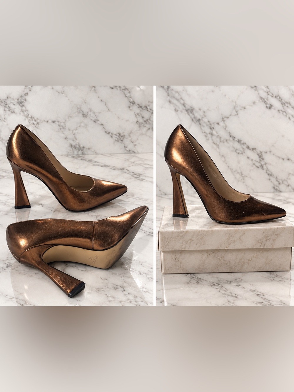 Metallic Bronze Women’s Pointed-Toe High Heels